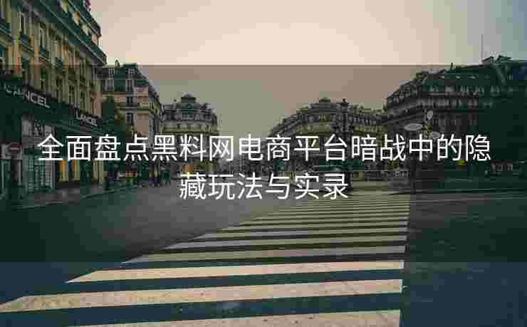 全面盘点黑料网电商平台暗战中的隐藏玩法与实录