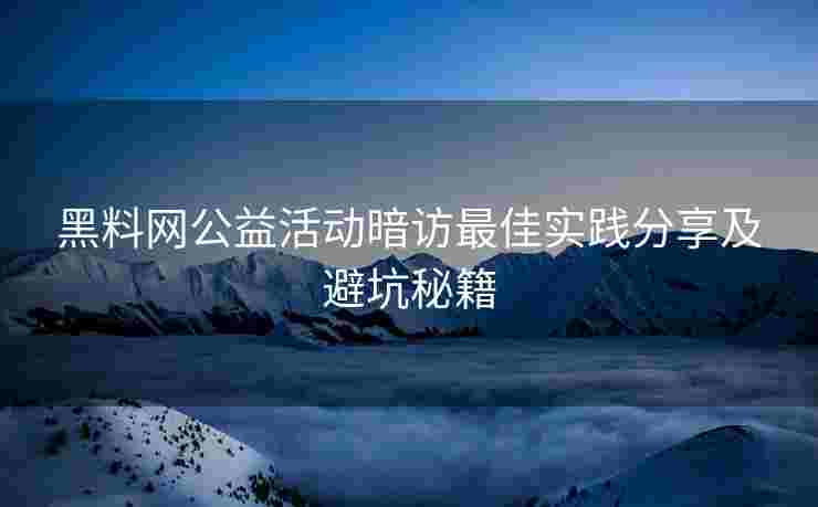 黑料网公益活动暗访最佳实践分享及避坑秘籍