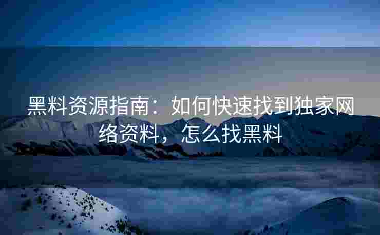 黑料资源指南：如何快速找到独家网络资料，怎么找黑料