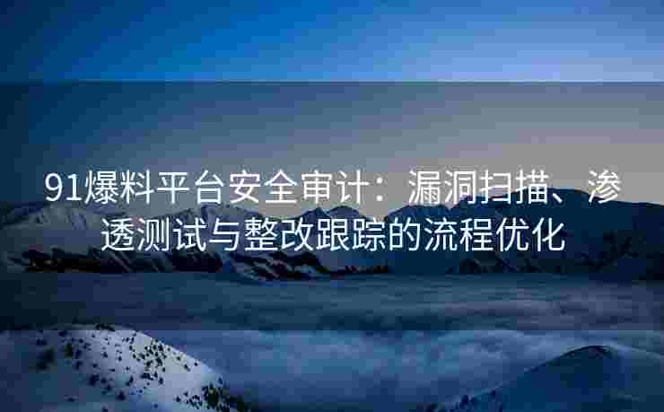 91爆料平台安全审计：漏洞扫描、渗透测试与整改跟踪的流程优化