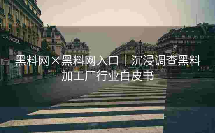黑料网×黑料网入口｜沉浸调查黑料加工厂行业白皮书